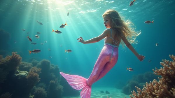 Experience the magic of a pink mermaid tail for swimming