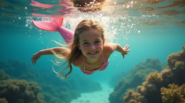Experience the magic of a pink mermaid tail for swimming
